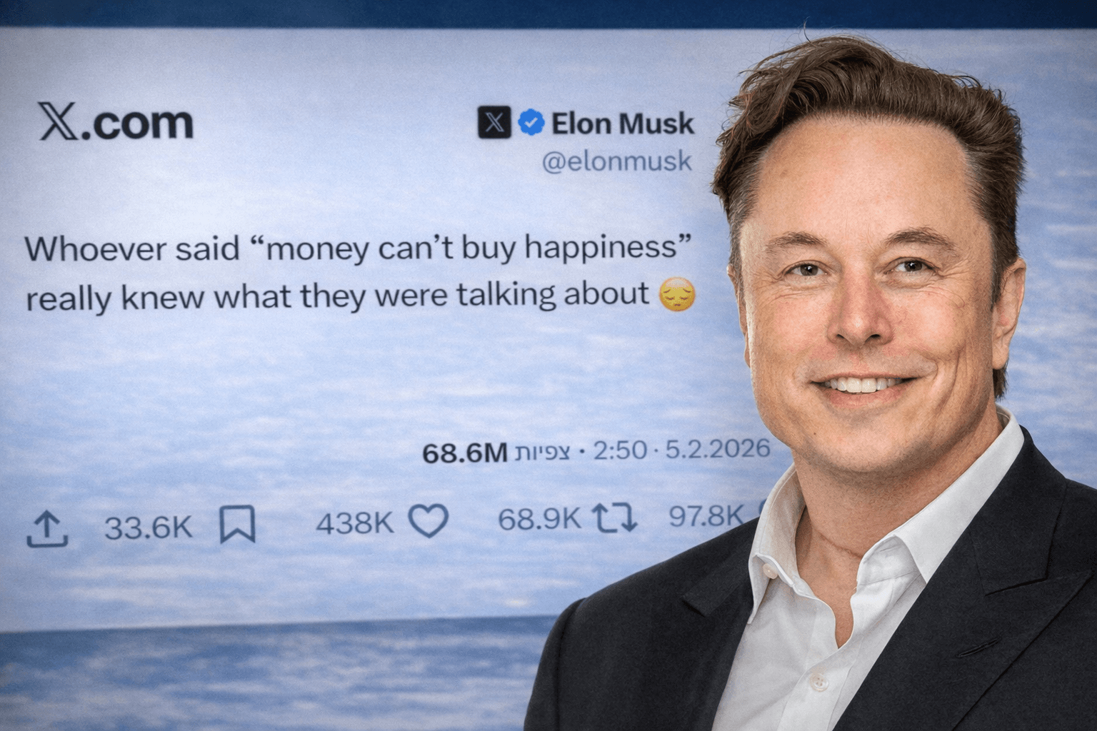 אילון מאסק על רקע הציוץ המפתיע. צילום: אילוסטרציה