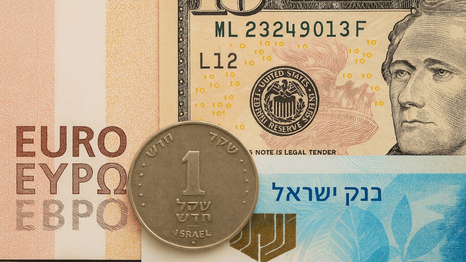 שקל, יורו ודולר. צילום: ChatGPT