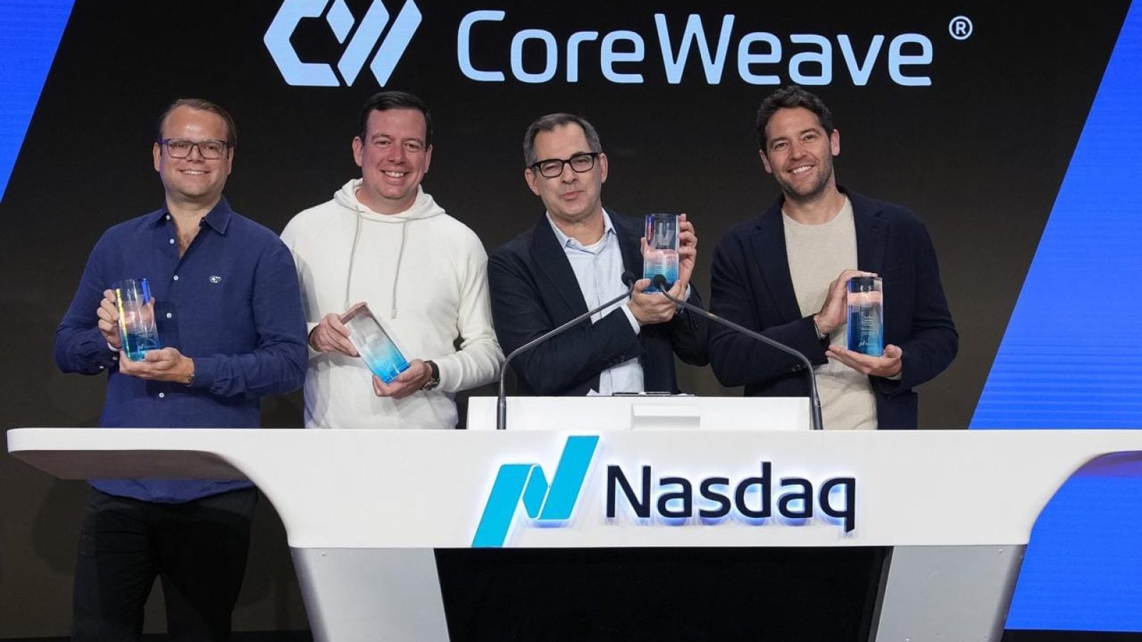 ההנקפה של CoreWeave ב-Nasdaq. צילום: CoreWeave